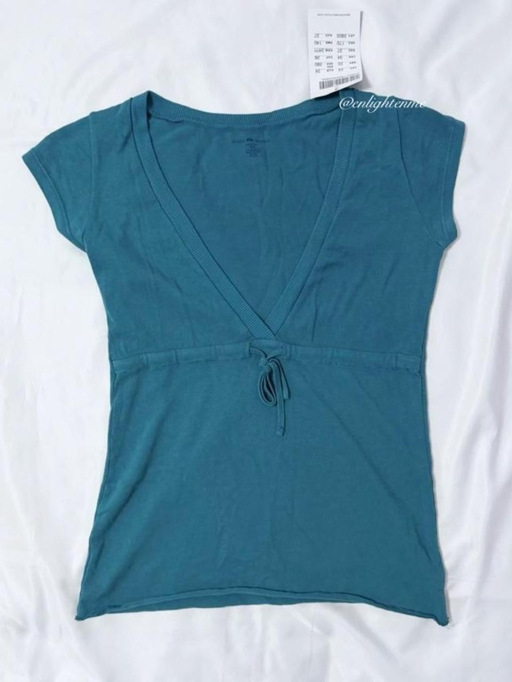 Brandy Melville dark teal Philippa short sleeve tie top
